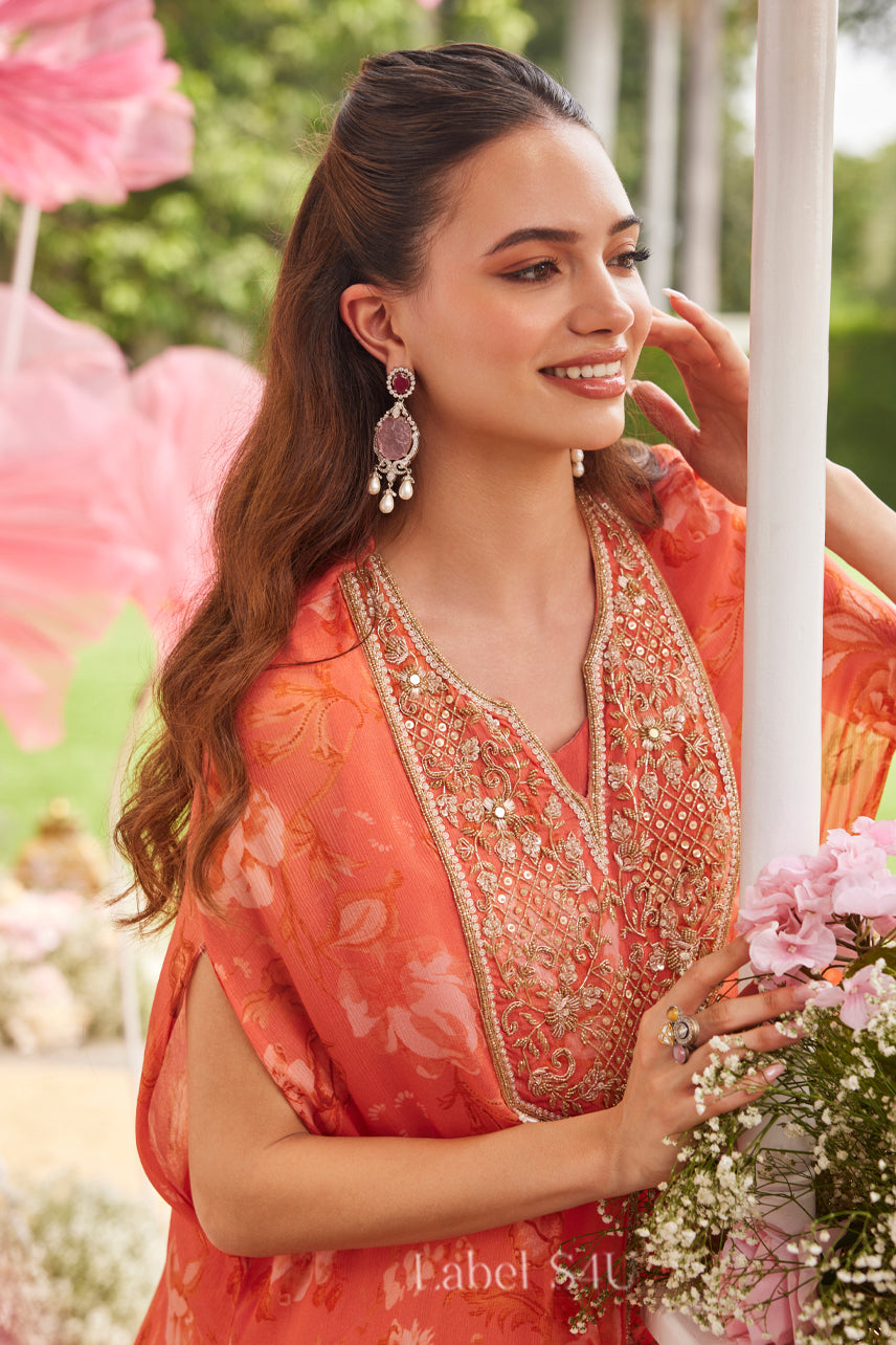 Coral Crush-Sharara Co-Ord Set