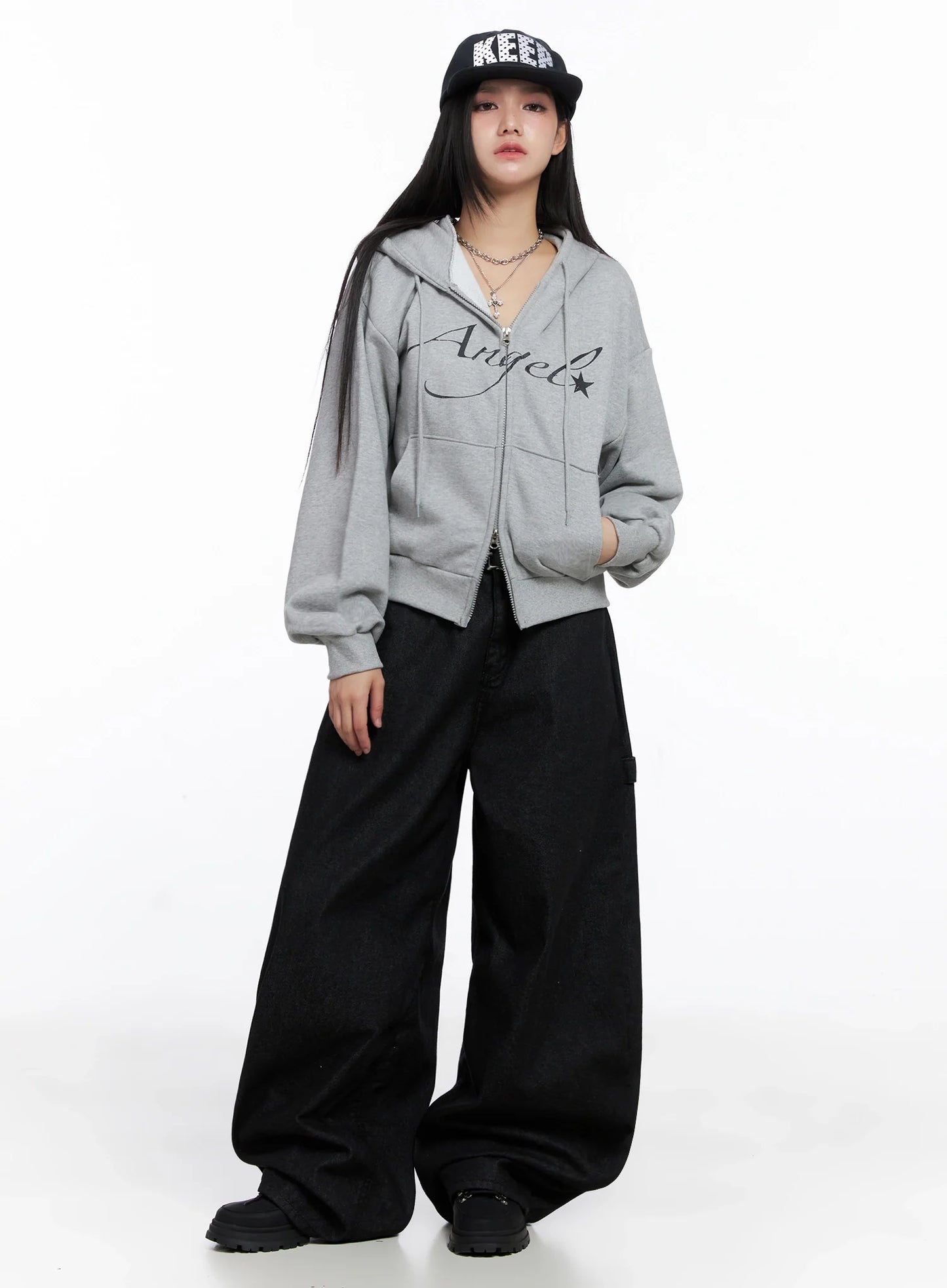 Angel Graphic Zip-Up Hoodie IS525