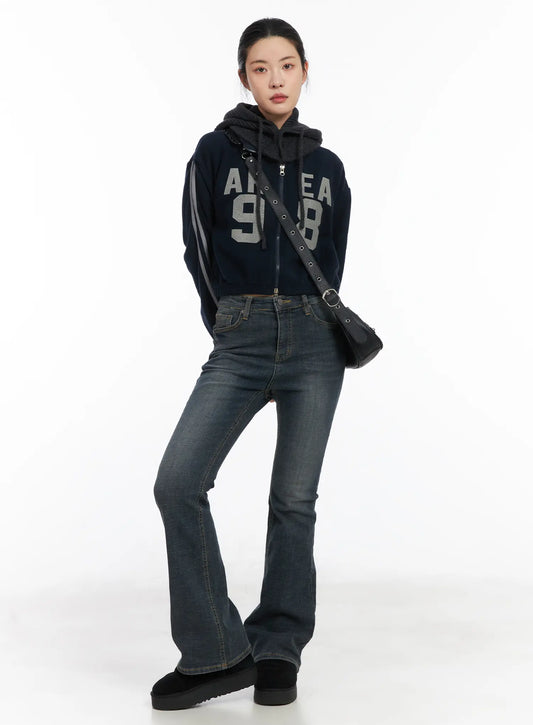 Ailani Fleece-Lined Bootcut Flared Jeans CD509