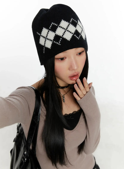 Argyle Knit Beanie ID525
