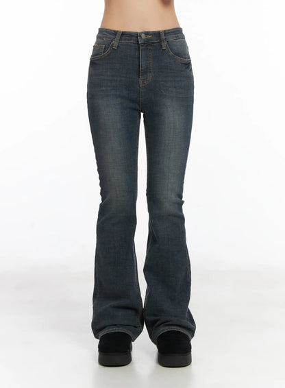 Ailani Fleece-Lined Bootcut Flared Jeans CD509