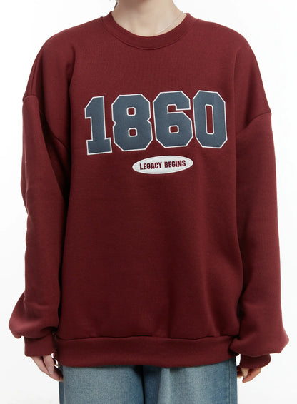 1860 Graphic Fleece-Lined Crewneck CD514
