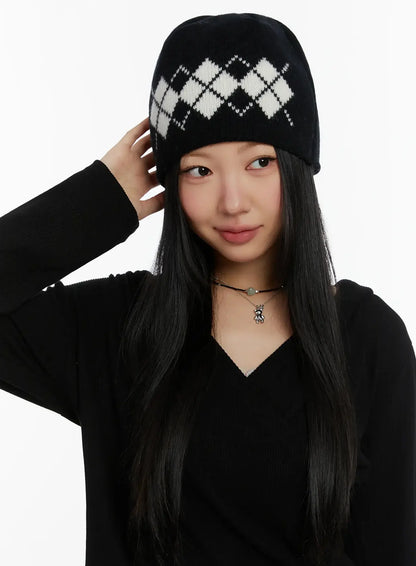 Argyle Knit Beanie ID525