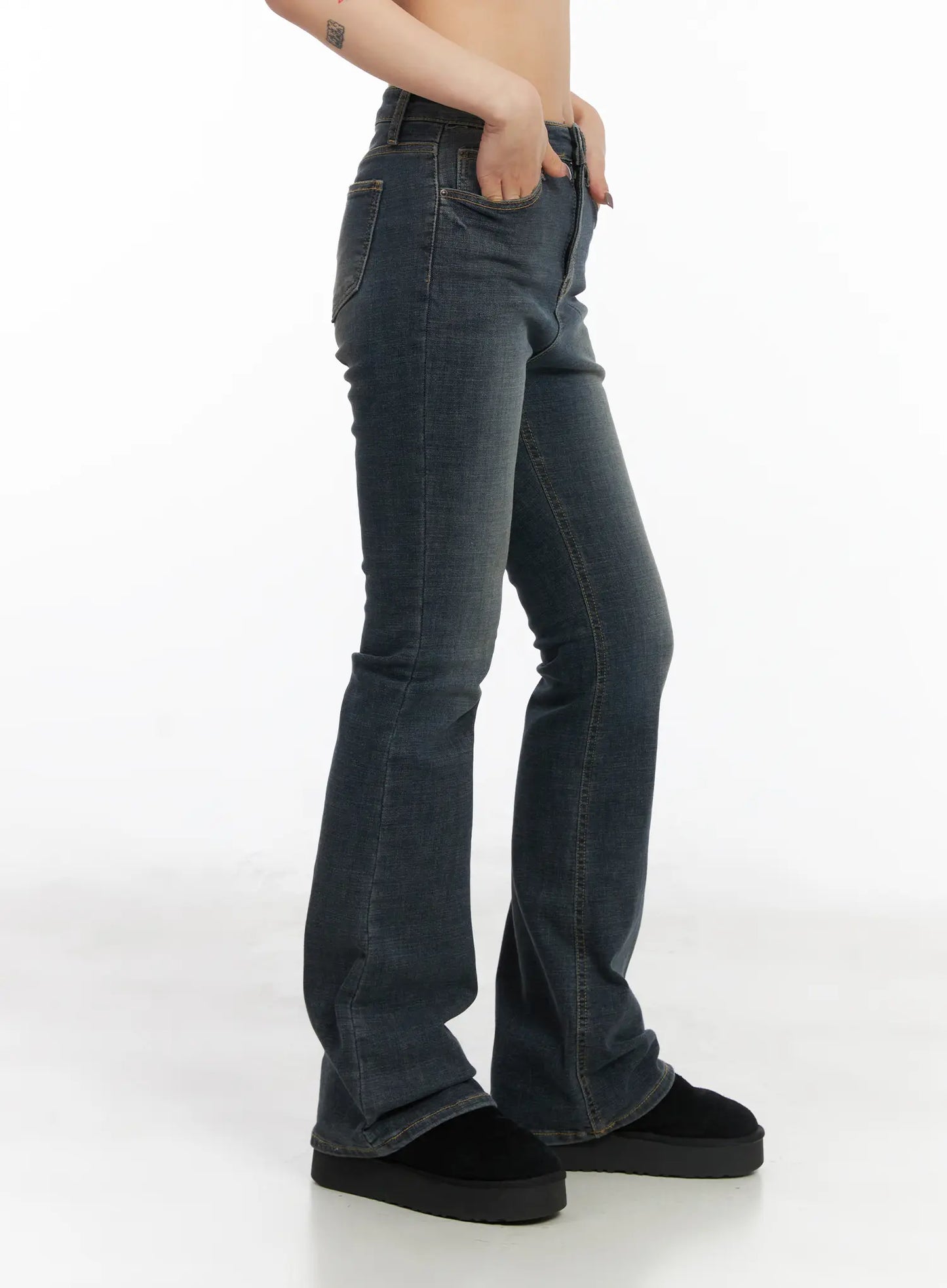 Ailani Fleece-Lined Bootcut Flared Jeans CD509