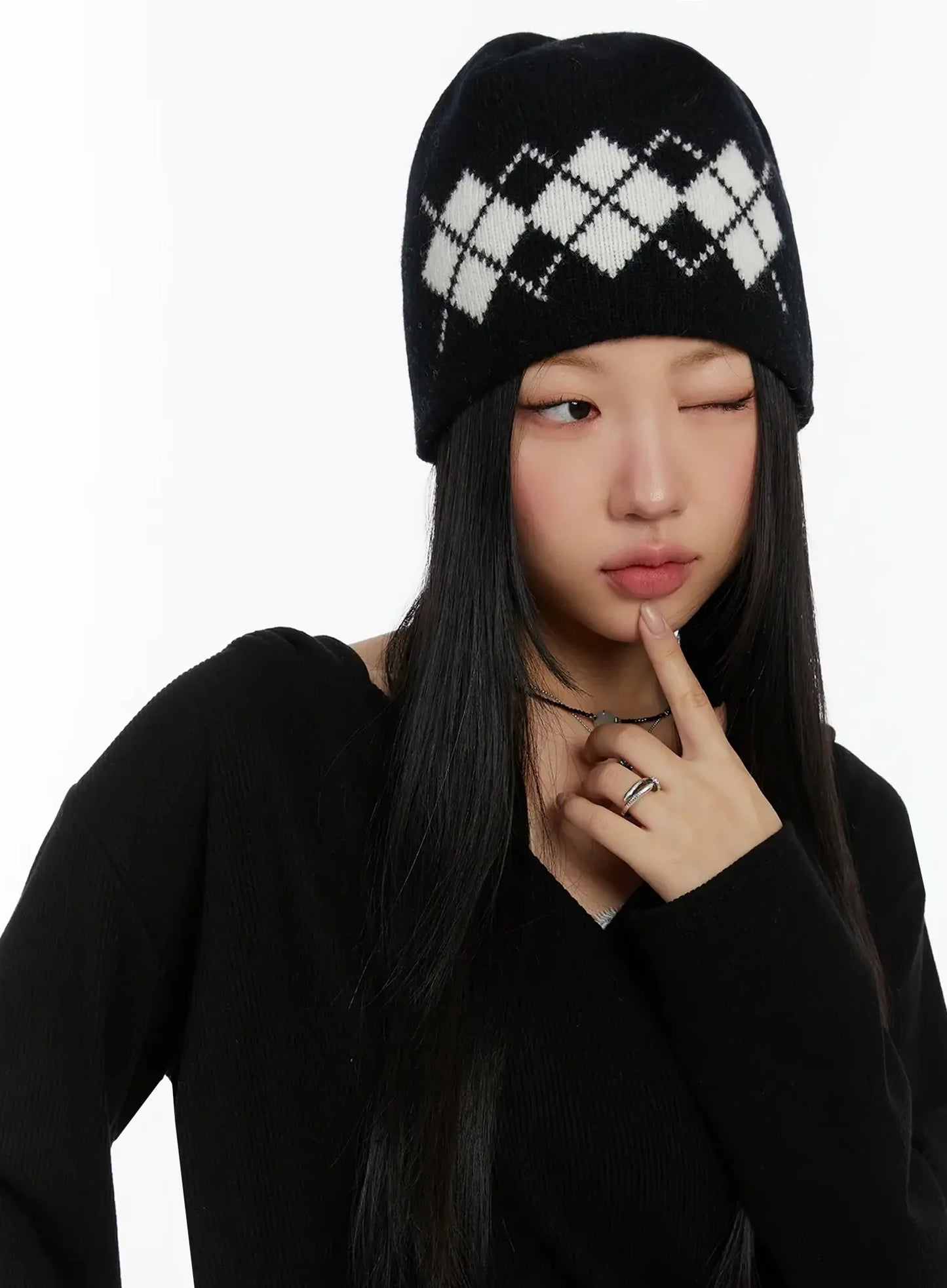 Argyle Knit Beanie ID525