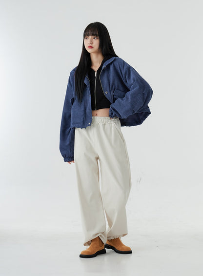 Ankle String Elastic Wide Pants OO28