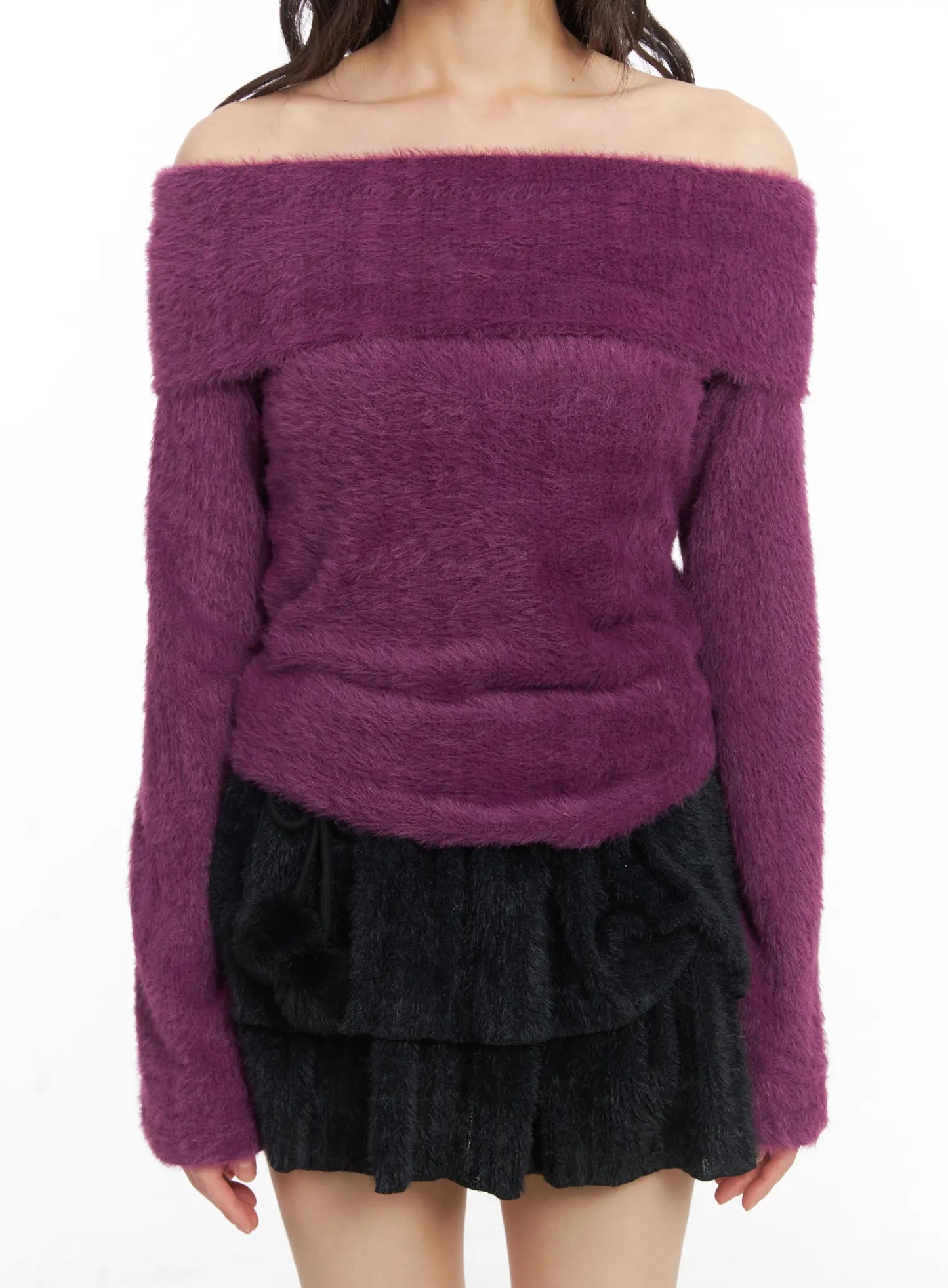 Angora Off-Shoulder Long Sleeve Tee CJ501