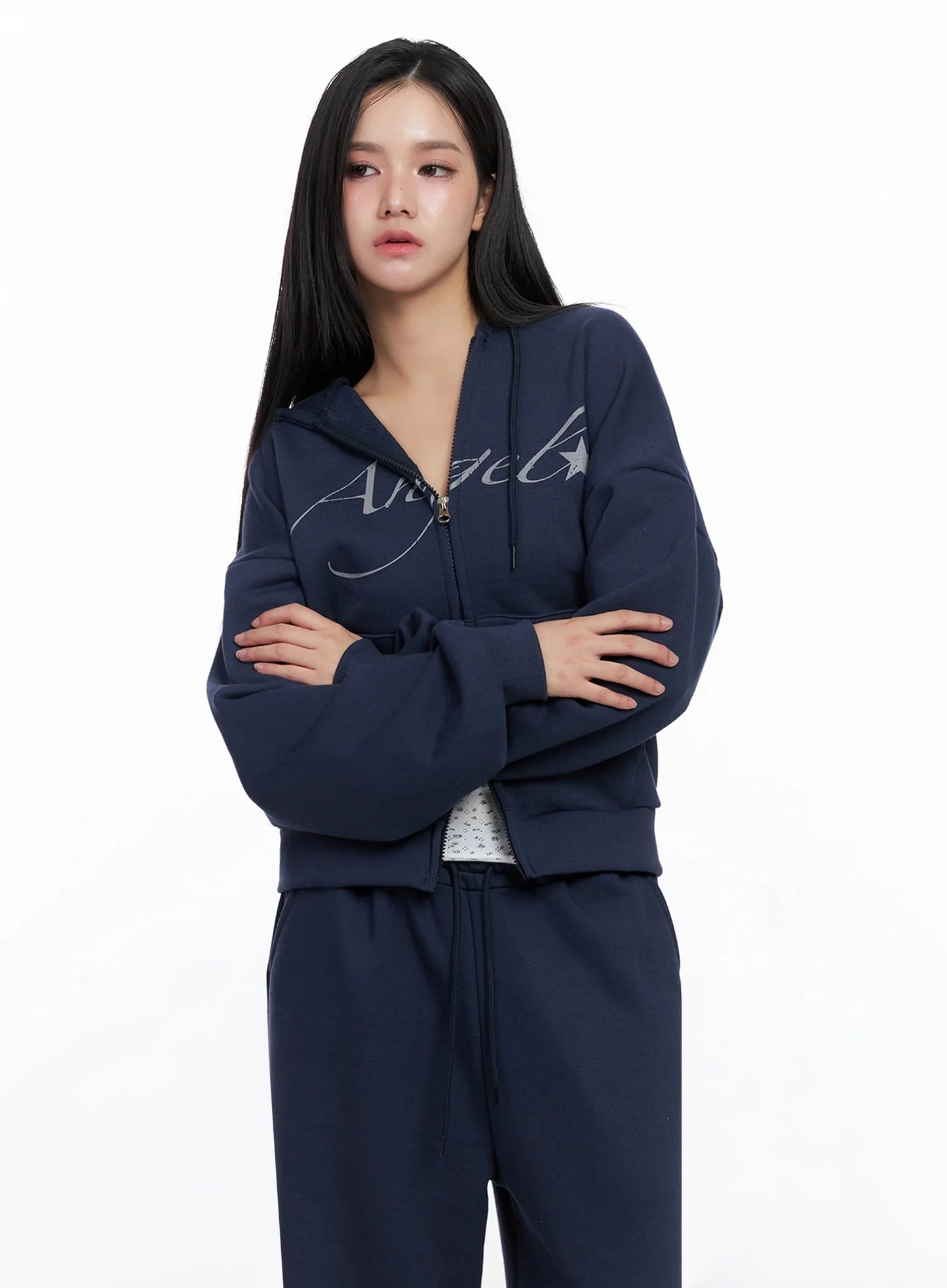 Angel Graphic Zip-Up Hoodie IS525