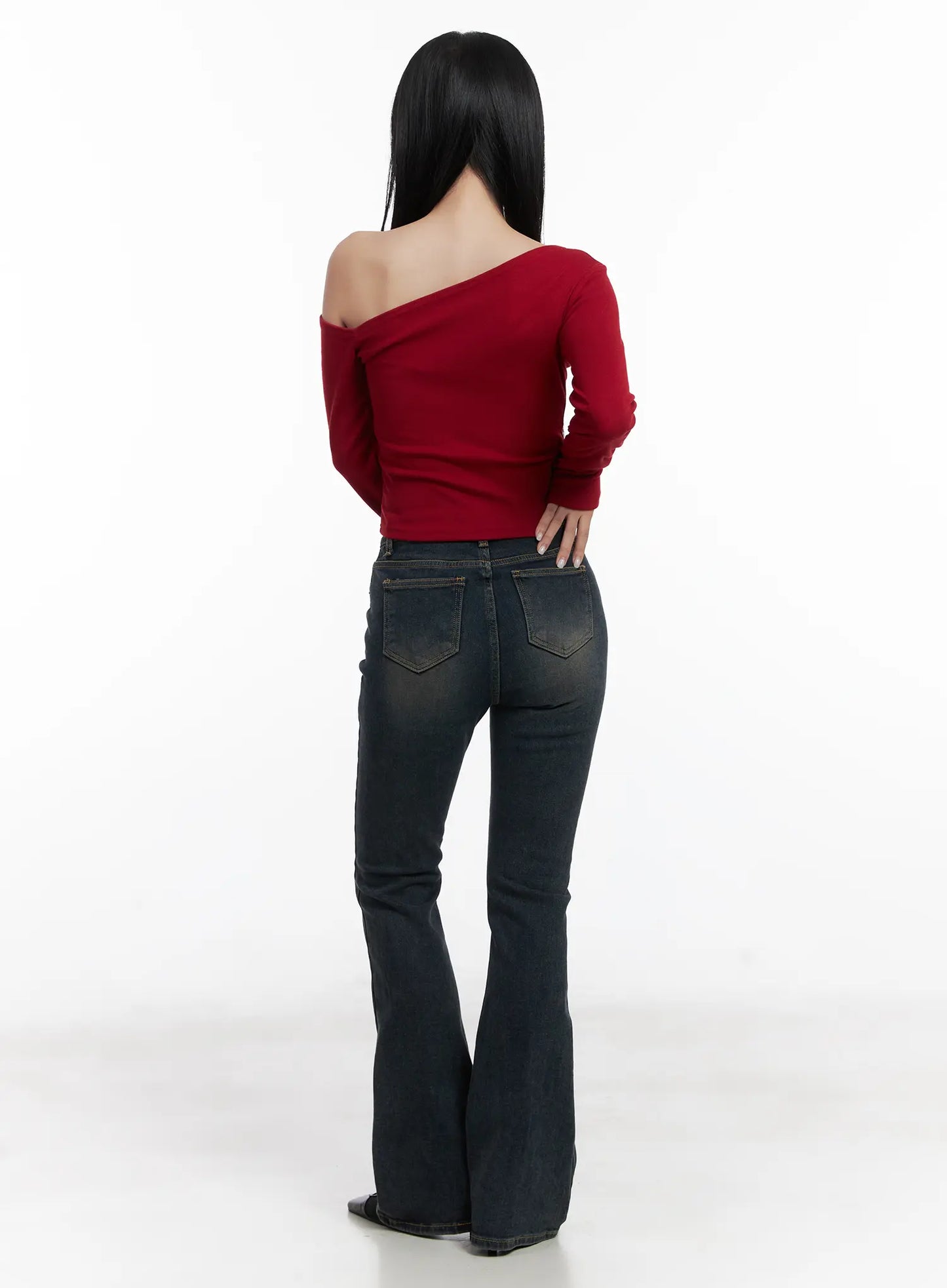 Asymmetric Buttoned Shoulder Top CD501