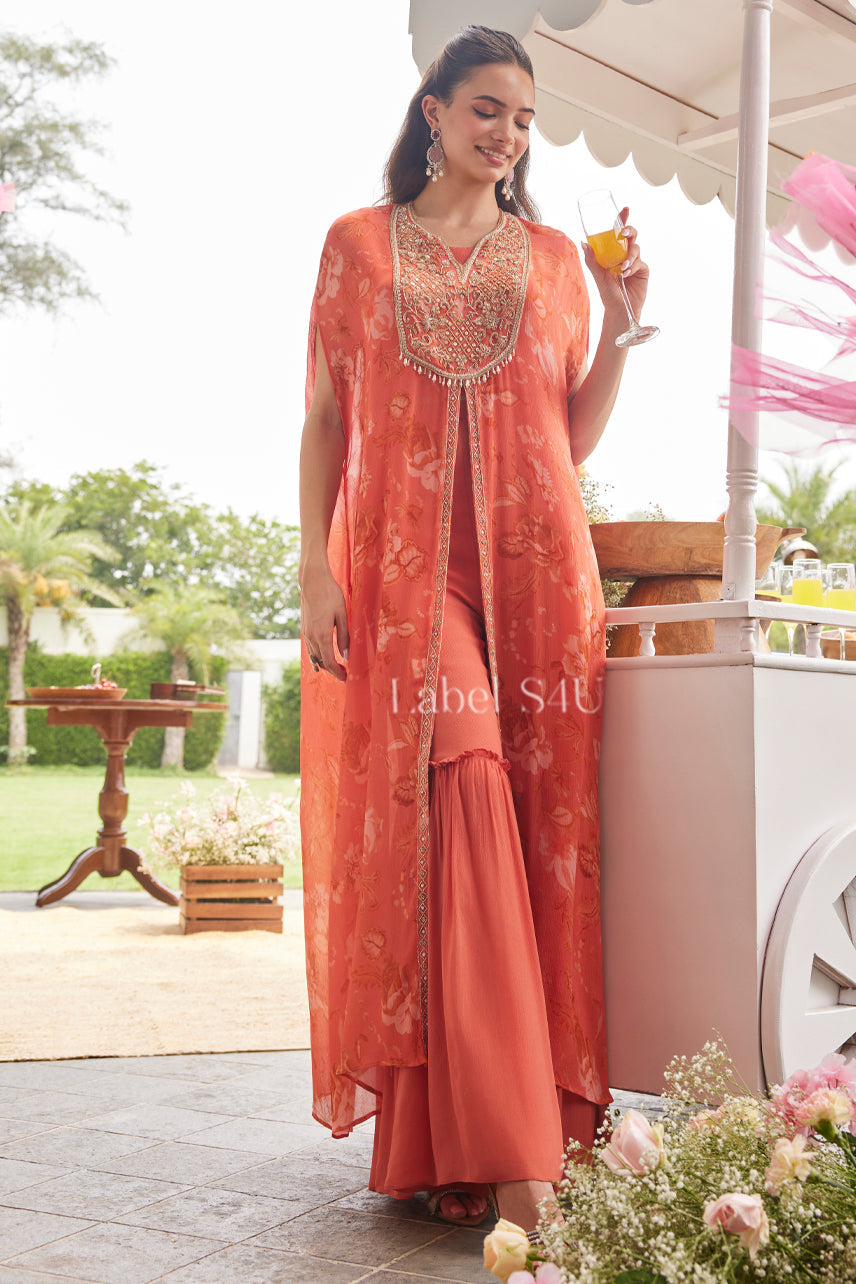 Coral Crush-Sharara Co-Ord Set