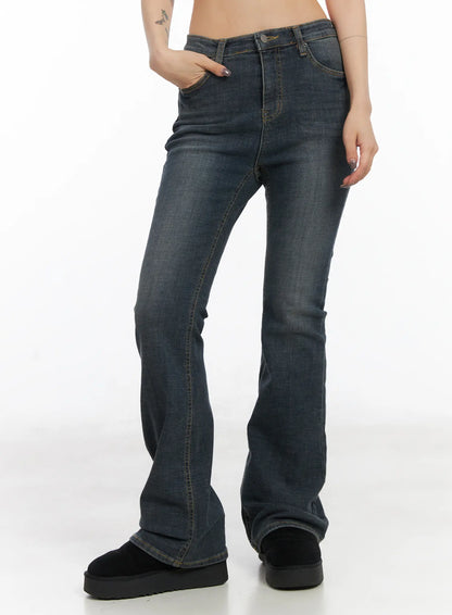 Ailani Fleece-Lined Bootcut Flared Jeans CD509